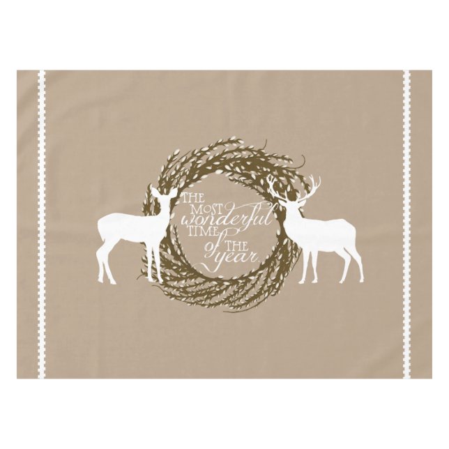 Toalha De Mesa Tan Deer Muito Maravilhoso Time Wreath Tablecloth (Frente (Horizontal))