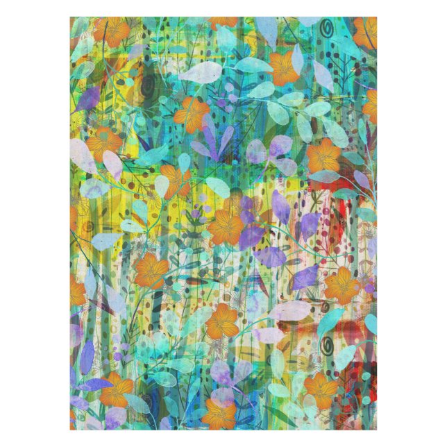 Toalha De Mesa Tangerina selvagem - Arte Floral Inspirada na Natu (Frente)