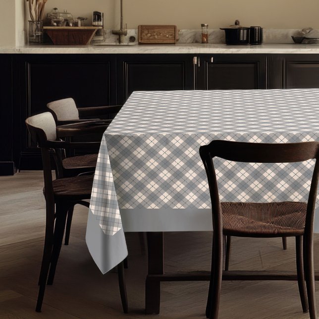 Toalha De Mesa Tartan com verificação de Xadrez simples clássica (Classic Simple Grey Plaid Checkered Tartan Tablecloth)