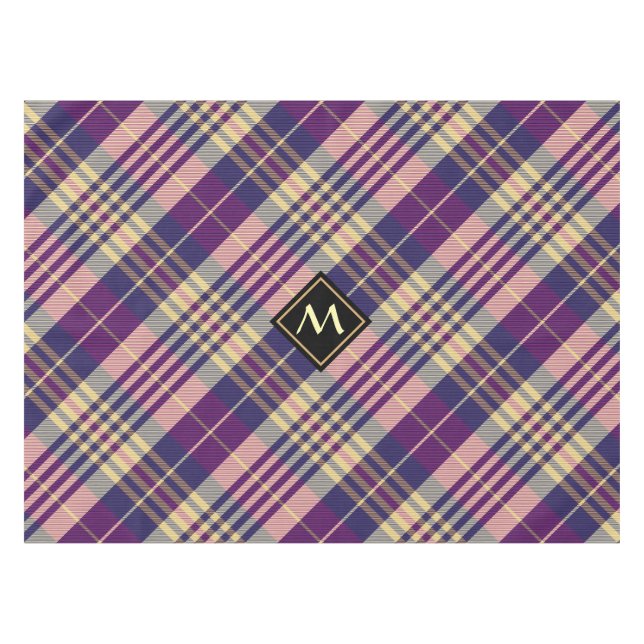 Toalha De Mesa Tartan roxo, Dourado e azul (Frente (Horizontal))