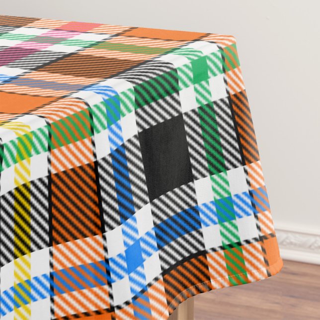 Toalha De Mesa Tartan Xadrez Flanel de Cor Laranja Preta Multicol (Criador carregado)