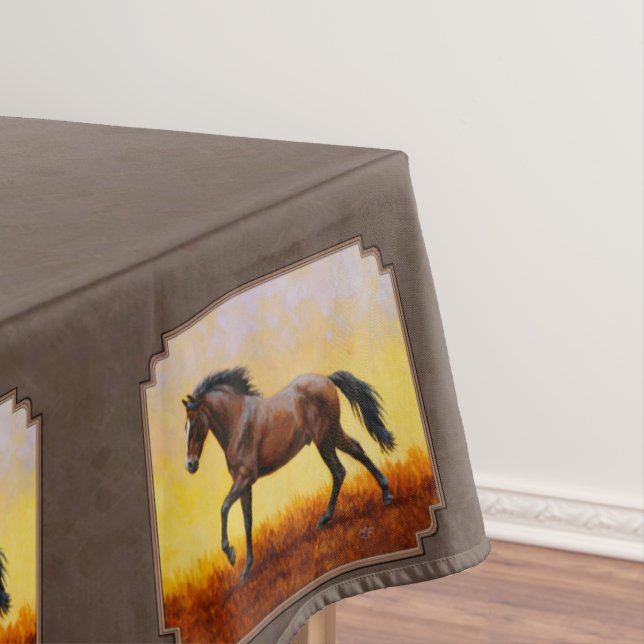 Toalha De Mesa Taupe de Cavalo Corrente de Baía Escura (Posição Original)