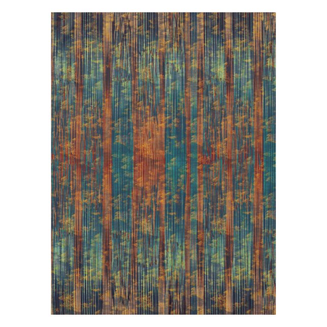 Toalha De Mesa Teal Blue Green Orange Busy Abstract Tablecloth (Frente)
