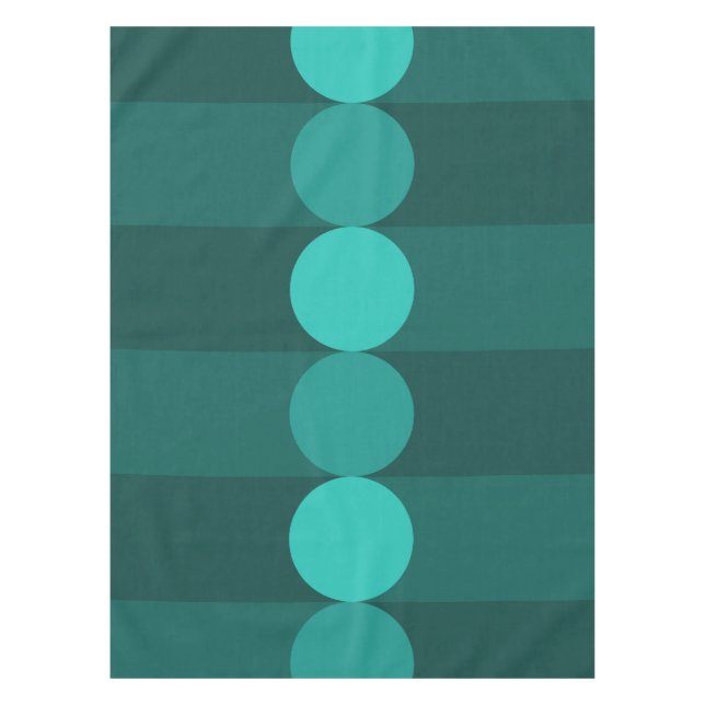 Toalha De Mesa Teal dos Círculos de Geometria Retroativa (Frente)
