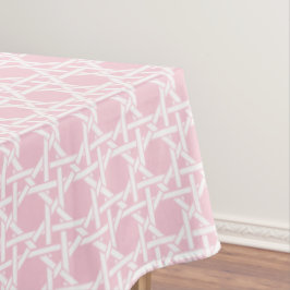 Toalha De Mesa Tecido de Cana Branco e Rosa