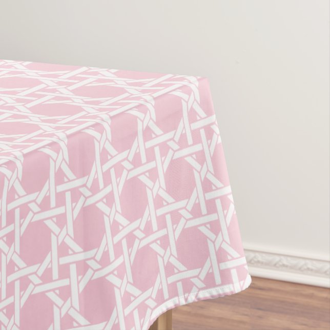 Toalha De Mesa Tecido de Cana Branco e Rosa (Posição Original)