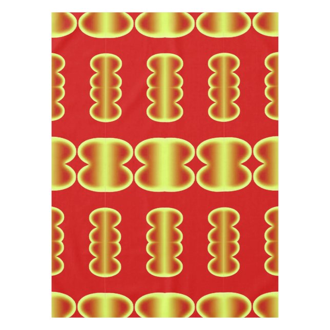 Toalha De Mesa Tecido de Mesa de algodão, padrão amarelo vermelho (Frente)