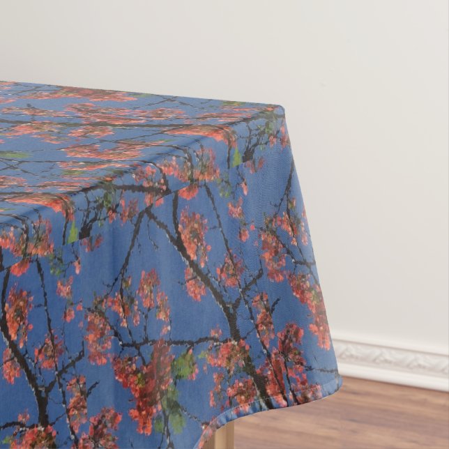 Toalha De Mesa Tecido Floral, Azul (Posição Original)