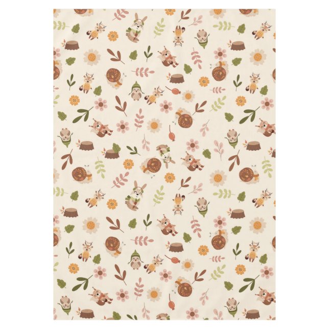 Toalha De Mesa Tema de outono da Woodland Fox, Tablecloth Neutral (Frente)