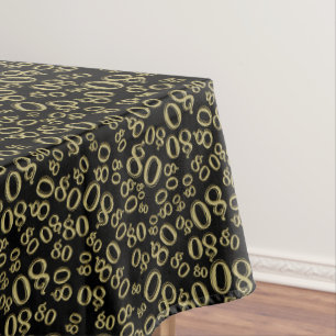 Toalha De Mesa tema, preto e ouro da festa de aniversário do 80
