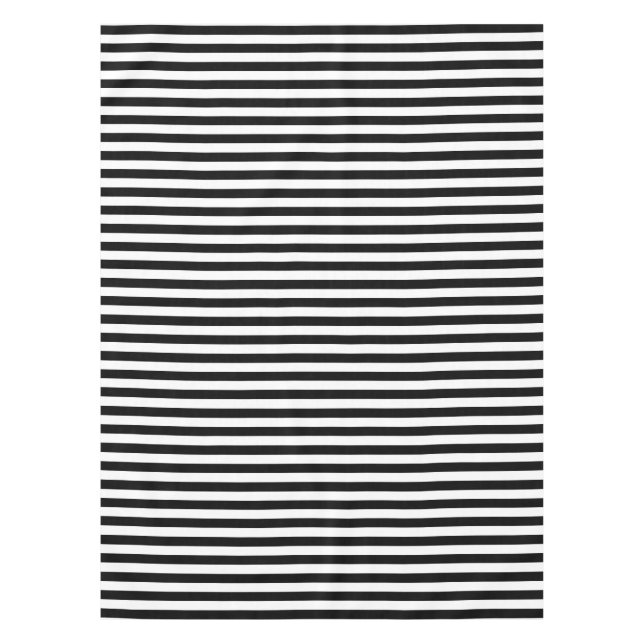 Toalha De Mesa Tendy Black and White Wide Horizontal Stripes (Frente)