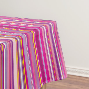 Toalha De Mesa Tendy Hot Pink Stripes Divertido Padrão Colorido