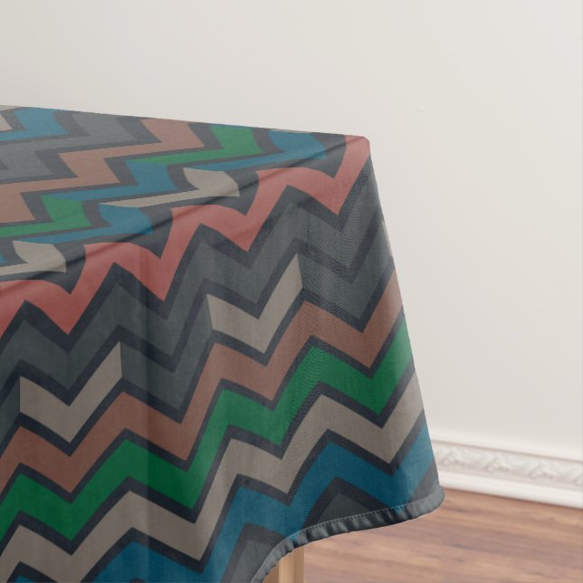 Toalha De Mesa Terra Escura Florestas Zigzag Chevron  (Posição Original)