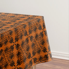 Toalha De Mesa Terracotta Black Ancient Grego Meander Patterno