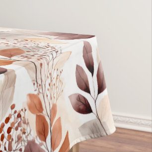 Toalha De Mesa Terracotta e Folhas de Quedas de Borgonha Boho A