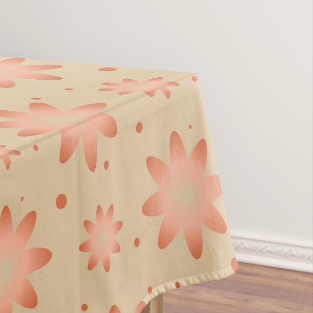 Toalha De Mesa Terracotta laranja e areia bege delicada margarida (Posição Original)