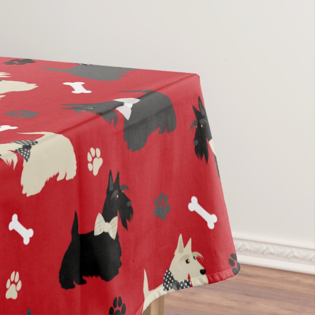 Toalha De Mesa Terrier Paws e Bones Red (Posição Original)
