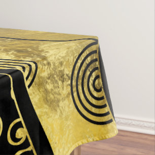 Toalha De Mesa Teste padrão africano preto e Dourado luxuoso