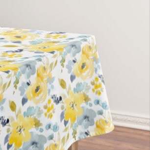 Toalha De Mesa Teste padrão amarelo & azul da aguarela