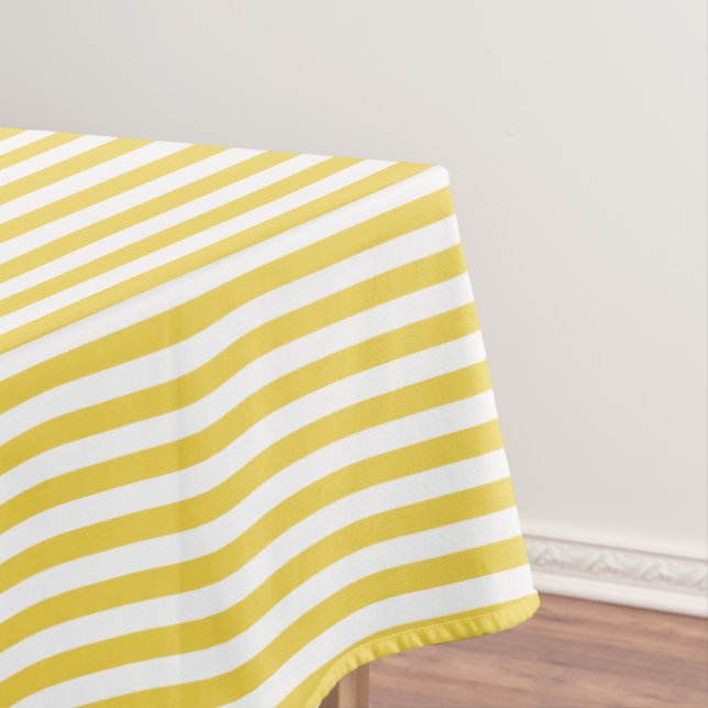 Toalha De Mesa Teste padrão amarelo e branco da listra (Posição Original)