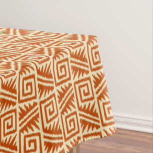 Toalha De Mesa Teste padrão asteca de Ikat - o mandarino e luz -