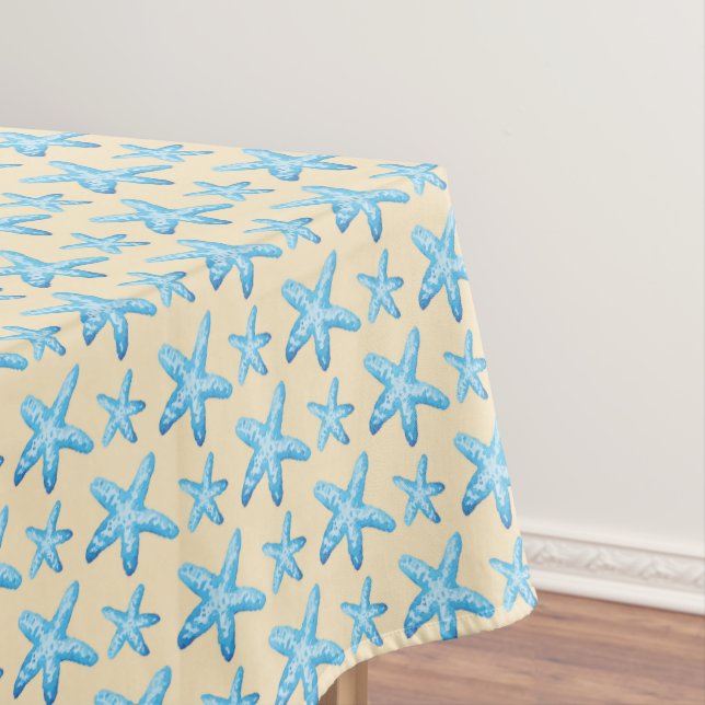 Toalha De Mesa Teste padrão azul da estrela do mar da aguarela (Posição Original)
