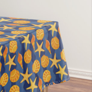 Toalha De Mesa Teste padrão azul e alaranjado do Seashell