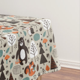 Toalha De Mesa Teste padrão bonito dos animais da floresta do