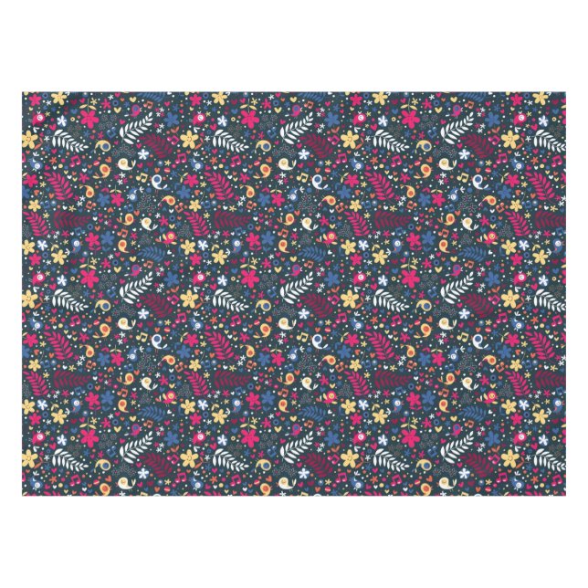 Toalha De Mesa teste padrão bonito dos pássaros e de flores (Frente (Horizontal))