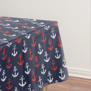Toalha De Mesa Teste padrão branco e azul vermelho do marinho