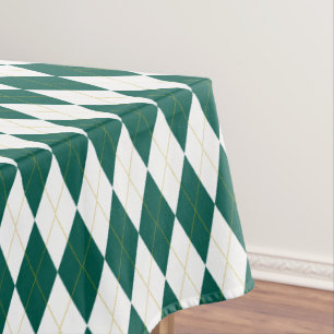 Toalha De Mesa Teste padrão branco verde escuro de Argyle do