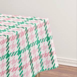 Toalha De Mesa Teste padrão cor-de-rosa e verde retro da xadrez