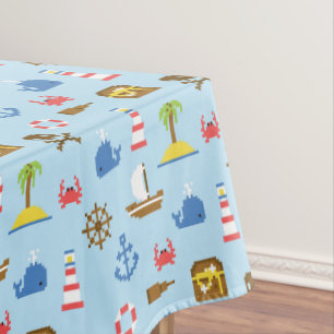 Toalha De Mesa Teste padrão da arte do mar do pixel
