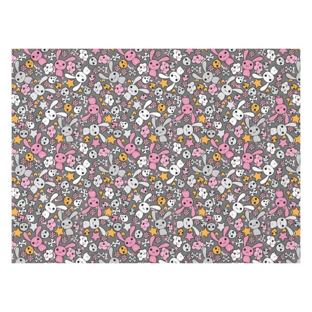 Toalha De Mesa teste padrão das cinzas do kawaii (Frente (Horizontal))
