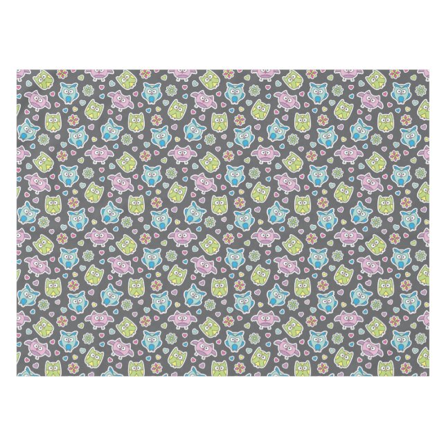 Toalha De Mesa teste padrão de corujas dos desenhos animados (Frente (Horizontal))