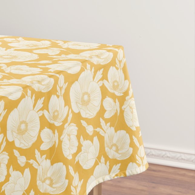 Toalha De Mesa Teste padrão de flor dourado (Posição Original)