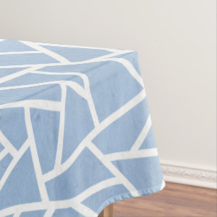 Toalha De Mesa Teste padrão de mosaico azul pálido e branco