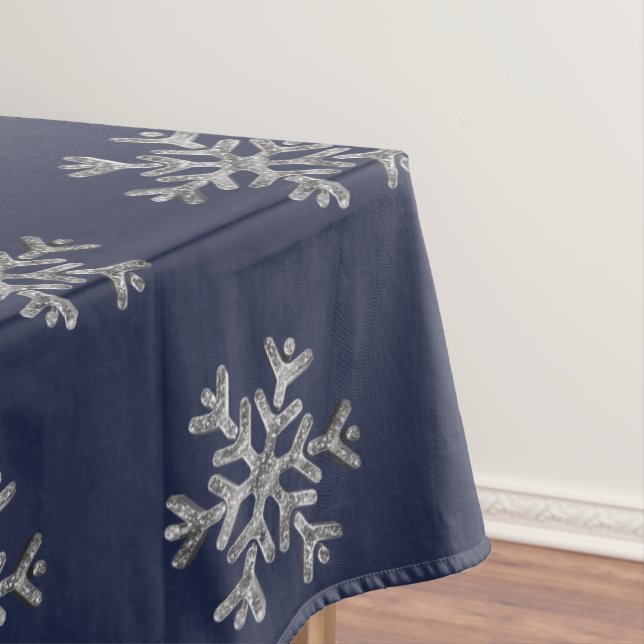 Toalha De Mesa Teste padrão de prata azul dos flocos de neve do (Posição Original)