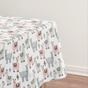 Toalha De Mesa Teste padrão de sorriso dos lamas