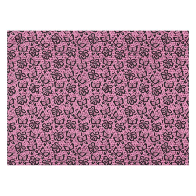 Toalha De Mesa teste padrão do laço com borboletas (Frente (Horizontal))