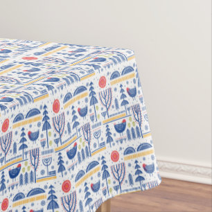 Toalha De Mesa Teste padrão do pássaro do inverno da arte popul
