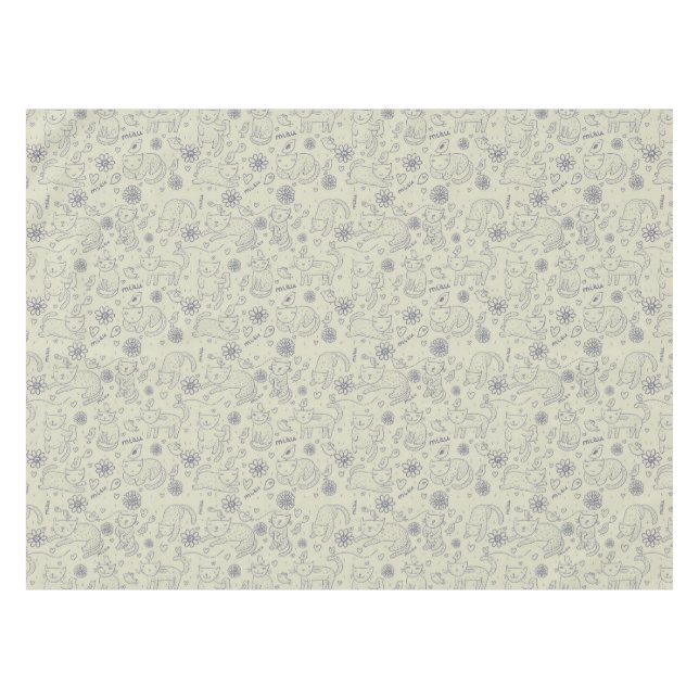 Toalha De Mesa Teste padrão dos desenhos animados com gatos (Frente (Horizontal))