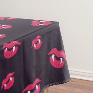 Toalha De Mesa Teste padrão dos lábios e das presas do vampiro