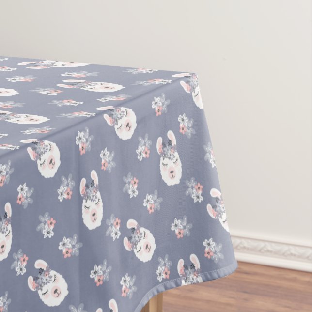 Toalha De Mesa Teste padrão dos lamas & de flores (Posição Original)