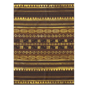 Toalha De Mesa Teste padrão dourado africano étnico no marrom