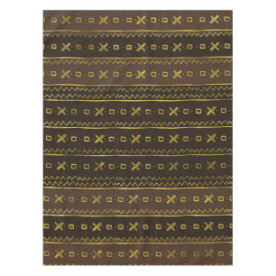 Toalha De Mesa Teste padrão dourado africano étnico no marrom