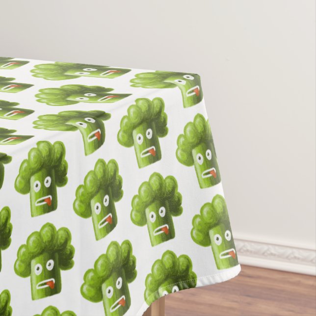 Toalha De Mesa Teste padrão engraçado dos brócolos dos desenhos (Posição Original)