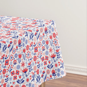 Toalha De Mesa Teste padrão floral azul & coral