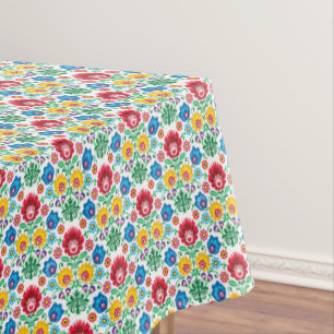 Toalha De Mesa Teste padrão floral da arte popular do coração