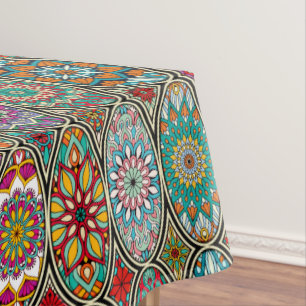 Toalha De Mesa Teste padrão floral das várias mandalas ovais